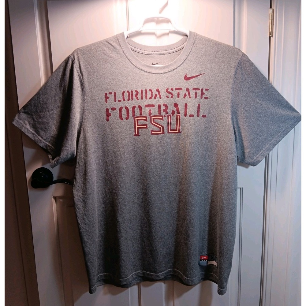 Nike DriFit FSU Florida State Seminoles Shirt Mens Size XL Gray Football Stretch